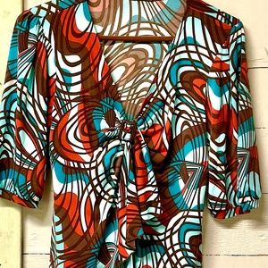 Ruffled Front Knit Top Size L